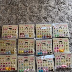 Pastels Kids Multicolor Stud Earring Set – Pink, Purple, Blue, Yellow, Green